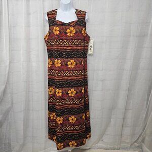 NWT Olivia Rose Rust Mustard Floral Tropical Sleeveless Maxi Dress Beach 18